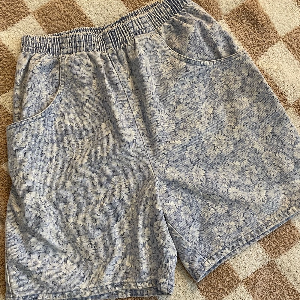 Floral Blue and White Shorts